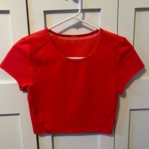 Athletic Mesh Back Cropped Red T By Offline: Aerie
